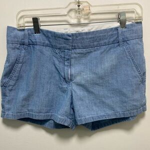 J. Crew City Fit Powdered Oxford Blue Shorts, Size 4, 2 front side pockets